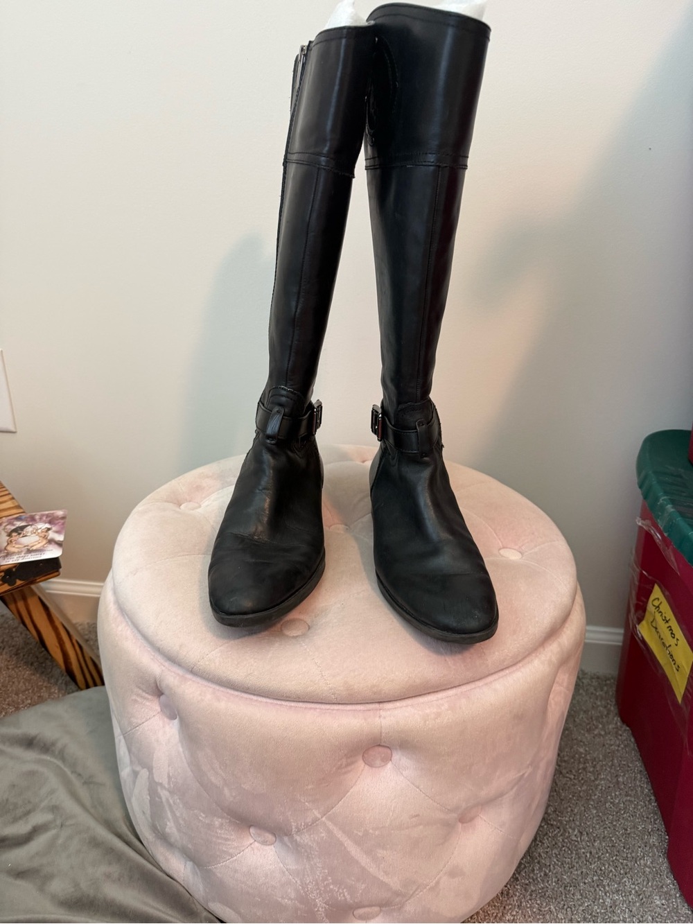 Vince Camuto Black Leather Knee HigjRiding Boots